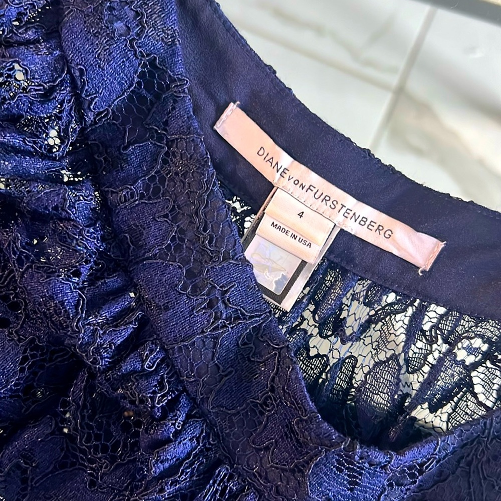 Diane von Furstenberg blue lace top! Very cute and great condition!